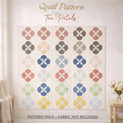 Tea Petals Quilt Pattern PDF, Modern Floral Quilt Pattern, Beginner Friendly Quilt, DIY Quilt Pattern, Instant Download - Etsy Canada