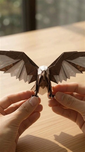 One sheet of paper transformed into a majestic eagle #shorts #origami #satisfying #craft