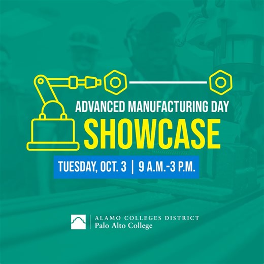 ⚙️ Discover the future of manufacturing at PAC's Advanced Manufacturing Day Showcase!  Students, industry, and workforce, are invited to join us for demos, tours, and meet the talented AMT students and staff.  Tuesday, Oct. 3  9 a.m.-3 p.m.  Rio Grande, rooms 167 & 174 | Palo Alto College | Facebook