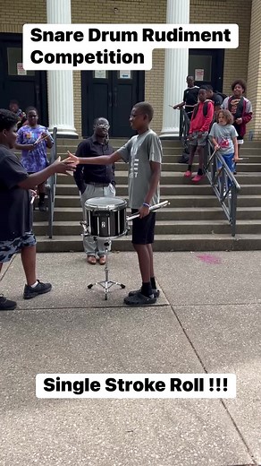 16M views · 121K reactions | After learning how to play a single stroke roll. The kids tested their skills against each other !! Shoutout to Enrichment Drumline in Canton, Ohio. #drums #drumreels #reels #snaredrum #marchingband #musiceducation #cantonohio | Atlanta Drumacademy | Facebook
