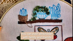 Whaline 4 Pack Embroidery Starter Kit with Pattern and Instruction Bedroom Theme Needlepoint Cross Stitch Kit with Embroidery Hoop Threads Needle Scissors for Beginners DIY Craft