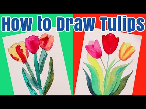 How to Draw Tulips Kids Watercolor Tutorial