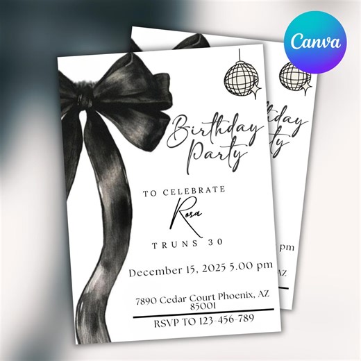 Birthday Dinner Invitation, Editable Birthday Dinner Digital Invite, Dinner Invitation Template, Minimal Birthday Invite, Any Age Invite - Etsy