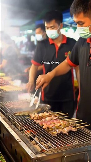 🔥 Street Food Grill Masters: Exotic BBQ at a Busy Night Market