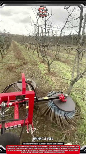 Orchard Sweeper Machine Clearing 300 kg Debris During Farm Work