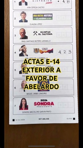Formularios E-14 en el exterior a favor de Abelardo