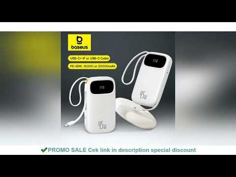 Baseus 45W 20000mAh Power Bank 10000mAh Built-In Retractable USB-C & Lightning Cable for iPhone 17 1