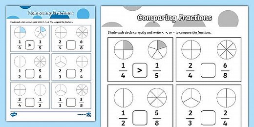 Comparing Fractions Worksheet for 3rd-5th Grade