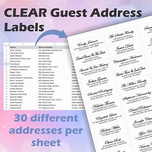 CLEAR Guest Address Labels - Guest List Labels for Wedding Invitations - Mail Merge - Different Recipient Addresses - Matte Finish - Etsy Canada