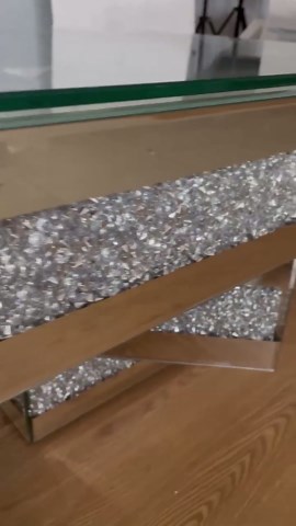 Square Mirrored Coffee Table: 31.5 inches Large Decorative Bling Crushed Diamond Tabletop with Silver Mirror Crystal Edge Frame Luxury Modern Home Decor for Livingroom