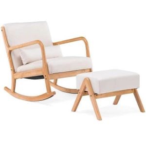 [Hot Item] Popular Modern Leisure Chair Solid Wooden Rocking Glider Chair with Ottoman