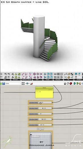 Grasshopper - EX 54 - Graph mapper + Line SDL ‪@sinestudio‬ #grasshopper