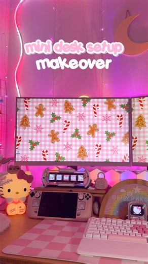 💕 mini pink gaming desk setup makeover 💖 #aesthetic