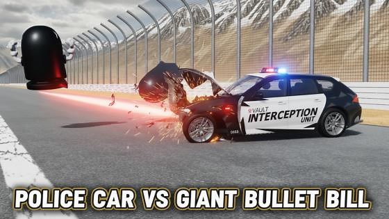 Police car showdown: Big & small vs. giant Bullet Bill