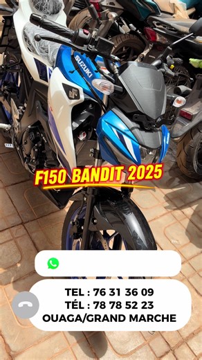 🏍️🔥 F BANDIT 150 Puissance – Élégance – Performance ⚡ ✅ Moteur 150cc performant ✅ Refroidissement liquide ✅ Design street moderne ✅ Conduite confortable et stable ✅ Faible consommation 💨 Idéale pour ville et longues distances 🎯 Moto fiable et sportive 📍 Disponible chez Microtek Burkina – Ouaga Grand Marché 📲 WhatsApp : 226 70 85 12 71 #Bandit150 #SuzukiBandit #Moto150cc #italy #malaysia