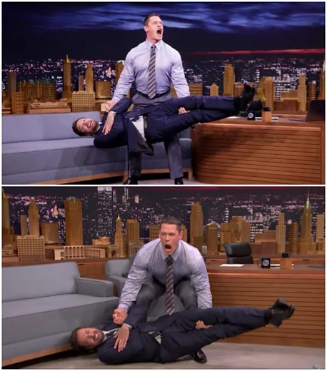 4.5K views · 18 reactions | John Cena Blows Up “The Tonight Show”: Roasts The Rock and Deadlifts Jimmy Fallon! See more: https://rb.colofandom.com/ebxb There’s no denying John Cena is one of the most versatile stars in Hollywood today – legendary wrestler, successful actor, and now a master of late-night comedy. His latest appearance on “The Tonight Show Starring Jimmy Fallon” was proof of it all. | Grandiose Getaways | Facebook