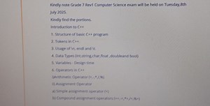 Grade 7 Computer Science: Exam Syllabus on Introduction to C  ... | Filo