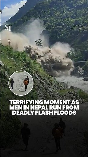 Terrifying moment as deadly flash flood in Nepal forces people to run for their lives
