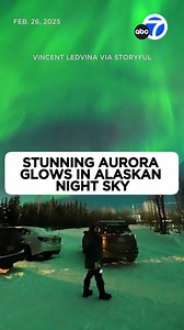 244K views · 4.7K reactions | Wow! A stunning aurora borealis was glowing above North Pole, Alaska. “The greens were easily visible to the naked eye, and the aurora danced overhead for quite some time,” photographer Vincent Ledvina said. | ABC7 | Facebook