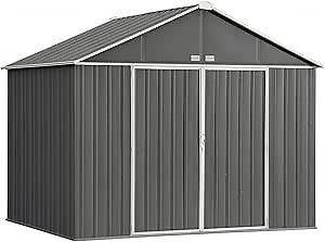 Arrow 10' x 8' EZEE Shed Charcoal with Cream Trim Extra High Gable Steel Storage Shed