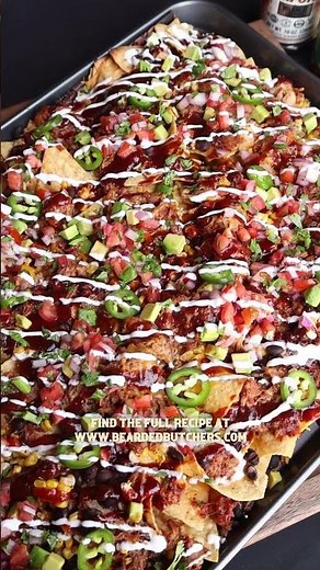 Make these delicious Southwest BBQ Pork Nachos 🔥Recipe at beardedbutchers.com! #shorts