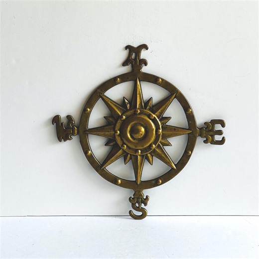 Vintage Brass Compass Wall Decor: Rose of the Winds Design, Outdoor Wall Plaque - Etsy