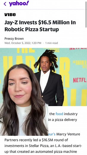 Jay-Z is investing $16.5 million into a robotic pizza startup called Stellar Pizza through his venture capital fund, Marcy Venture Partners. #JayZ #pizza #StellarPizza #startup #robot #tech #greenscreen