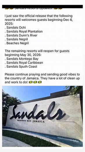157 reactions · 31 shares |  Sandals Resorts Jamaica Update!  The...