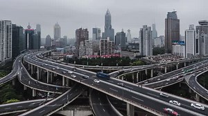 Cinematic And Majestic View Of Highway Intersection