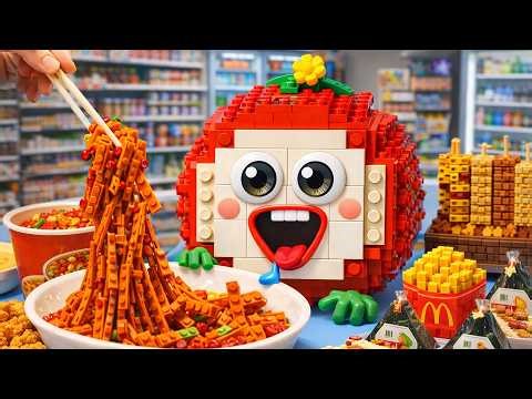 ASMR The World's Best Sandwich, Crispy Fried Chicken, fire noodles, LEGO Story Convenience Store