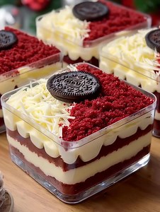 9.2K views · 56 reactions | Red Velvet Oreo Cream Cheese Cups A festive layered dessert of moist red velvet cake, velvety cream cheese frosting, and Oreo crunch in every spoonful. Yield: 4 dessert cups | Chill Time: 1 hour | Temp: Serve chilled Key Ingredients First: 1 ½ cups red velvet cake crumbs (baked or store-bought) 8 oz cream cheese, softened ½ cup sweetened condensed milk 4 Oreo cookies ....................... FULLL Recipe in First Cօʍʍеոτ  | Cake Shake | Facebook