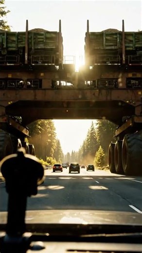 World’s WIDEST Truck vs. My Car! 🤯🚛 #MegaMachine #HeavyHaul #pov