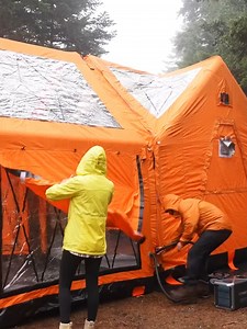 299K views · 7.4K reactions | Camping in heavy rain with a small inflatable house | Toby Cross | Facebook