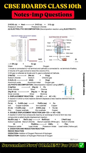 Prashant Antal on Instagram: "Class 10 Science | Chapter 1 – Chemical Reactions and Equations ⚗️ Complete Notes + Important Questions (All Types) ✔ MCQs, Case-based & Assertion–Reason ✔ Short & Long Answer Questions ✔ NCERT-based and Board-oriented ✔ Perfect for revision & exam practice One chapter. One PDF. Full clarity. Save this post for exam time 🔖 class 10 science chapter 1 chemical reactions and equations class 10 science notes class 10 science important questions mcq case based assertion