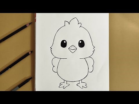 How to draw a cute baby chick step by step for kids 🐥🤍