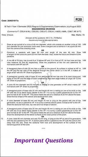 #engineeringdrawing Engineering Drawing Important Questions...!!