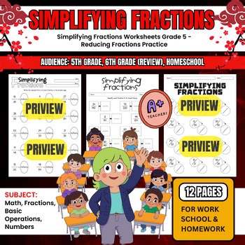 Simplifying Fractions Worksheets Grade 5 - Reducing Fractions Practice