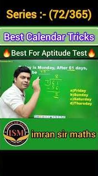Calendar Tricks | Reasoning Tricks | Maths Tricks | imran sir maths #shorts