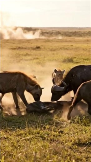 Hyenas Attack a Buffalo Calf in the Wild
