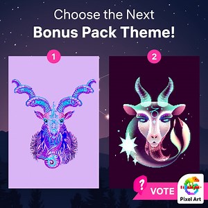 43K views · 415 reactions | Do you want a bonus pack devoted to Capricorns? ♑✨ If yes, choose which pic you like more ️ Put the number in the comments ⬇️⬇️ #PixelArtChat | Pixel Art - Color by Number | Facebook