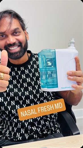 Praveen Buchi on Instagram: "Trying to get work done while feeling sick and nonstop sneezing was not it. I was getting so frustrated until I tried NasalFresh MD. I unboxed it, showed everything inside, filled it with water, added the saline packet, attached the nasal caps, and used the powered rinse and suction. After one use I felt so much more refreshed and could finally breathe easier. If youre dealing with congestion from allergies colds or sinus pressure this was a game changer for me #Nasa