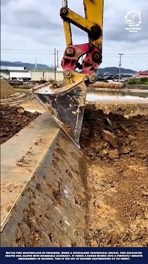 Excavator Soil Shaping Machine Work for irrigation canal grading and surface finishing