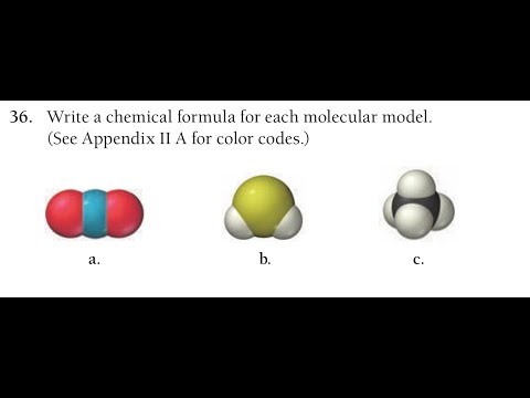 Write a chemical formula for each molecular model. (See Appendix II A for color codes.)