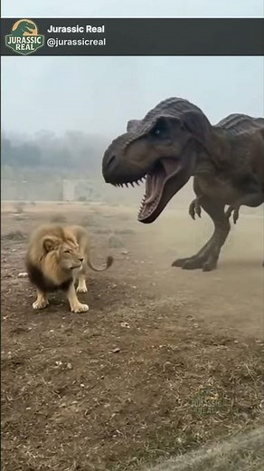 T-Rex Roars at the King of the Jungle... But the Lion Brings Backup! 😱🦖🦁