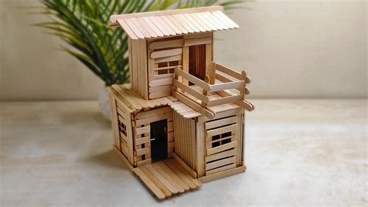 234K views · 2.2K reactions | How to Build a Miniature Ice Cream Stick House Design | Fun DIY Project | JK Creation | Facebook