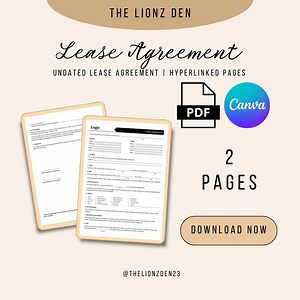 Editable Residential Lease Agreement Template - Printable Rental Contract - Etsy