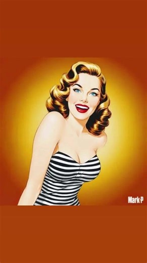 A 'STRIPED SWIM SUIT' Pin-up! 💋 Artwork by Me! #pinup | Mark Pittenger