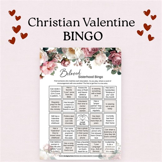 Christian Valentine Bingo Game Printable for Bible Study, Church Event & Family Fun, Faith-based Party Activity for Kids and Adults Download - Etsy