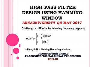 FIR filter design problem using Hamming window | May 2017
