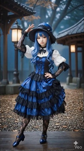 Royal Blue Gothic Lolita at Japanese Shrine⛩️ #japaneseartist #gothiclolita